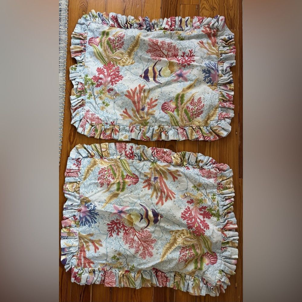 Ruffled Coastal Sea Life Pillow Shams